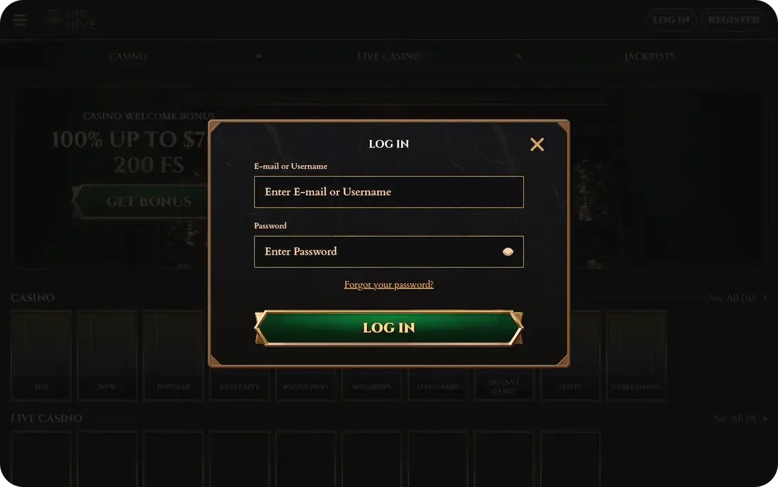 viphive casino login